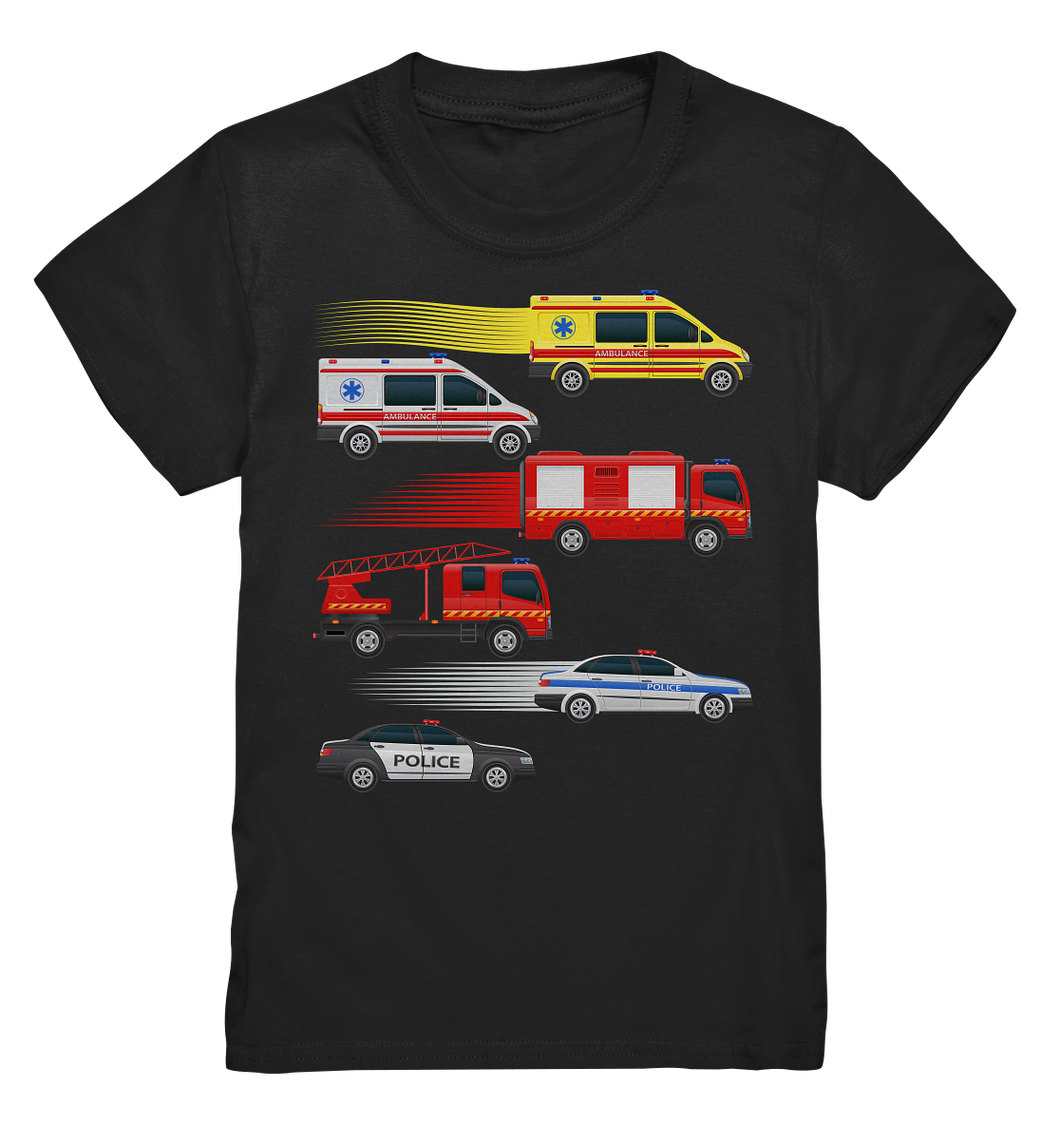 Krankenwagen Feuerwehr Polizei T-Shirt Kinder