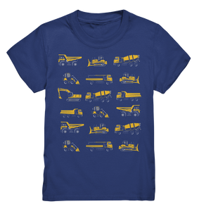 Baustellenfahrzeuge Bagger Betonmischer LKW Raupe T-Shirt Kinder