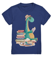 Laden Sie das Bild in den Galerie-Viewer, Dinosaurier Bücherwurm Dino Kinder T-Shirt
