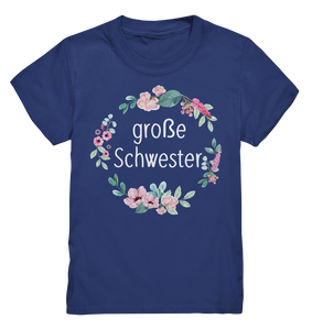 Große Schwester T-Shirt Blumenkranz Große Schwester Geschenk