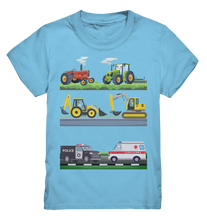 Laden Sie das Bild in den Galerie-Viewer, Traktor Bagger Polizei Krankenwagen T-Shirt Kinder
