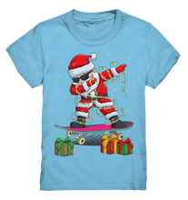 Laden Sie das Bild in den Galerie-Viewer, Dabbing Santa Skatboard Weihnachtsmann Lichterkette Kinder T-Shirt
