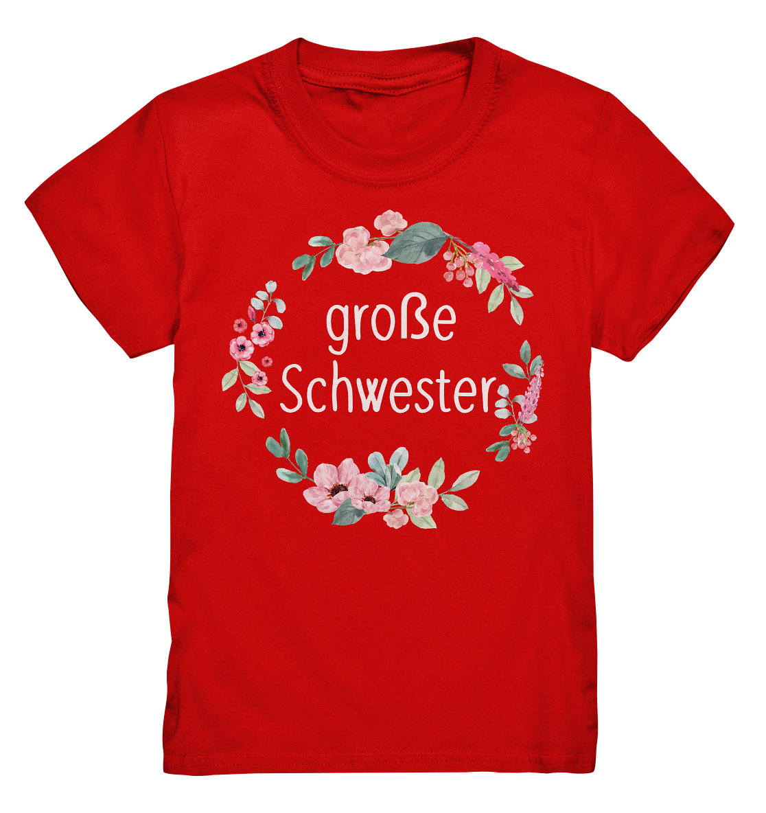 Große Schwester T-Shirt Blumenkranz Große Schwester Geschenk