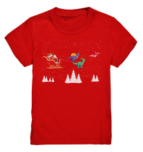 Laden Sie das Bild in den Galerie-Viewer, Dinosaurier Weihnachten Dino Schlitten Kinder T-Shirt
