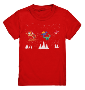 Dinosaurier Weihnachten Dino Schlitten Kinder T-Shirt