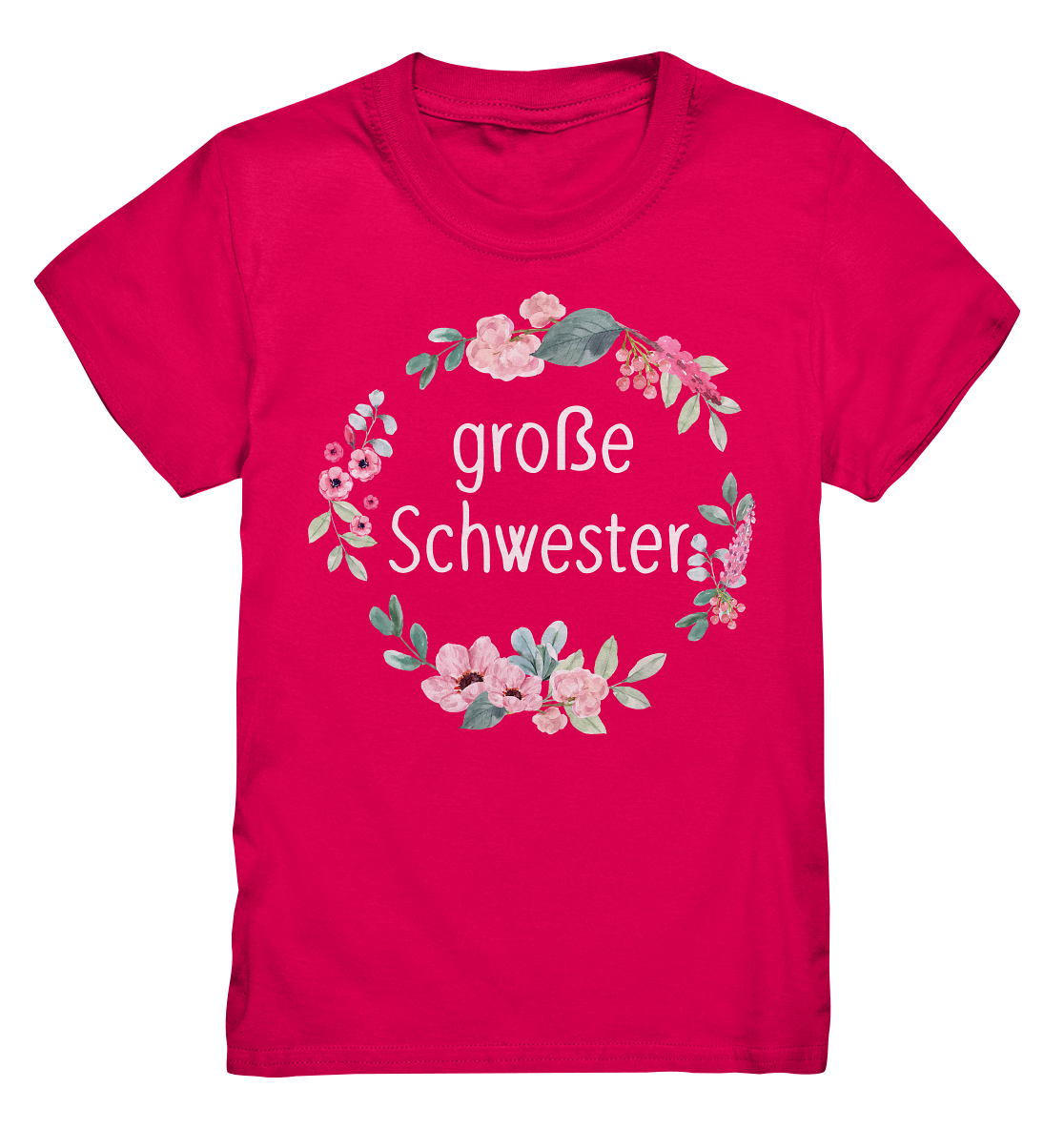 Große Schwester T-Shirt Blumenkranz Große Schwester Geschenk