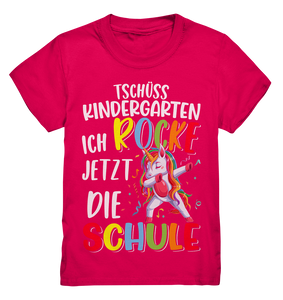 SCHULKIND T-Shirt EINHORN Einschulung Outfit Mädchen Schulanfang Geschenkidee Schulkind 2024 Geschenk