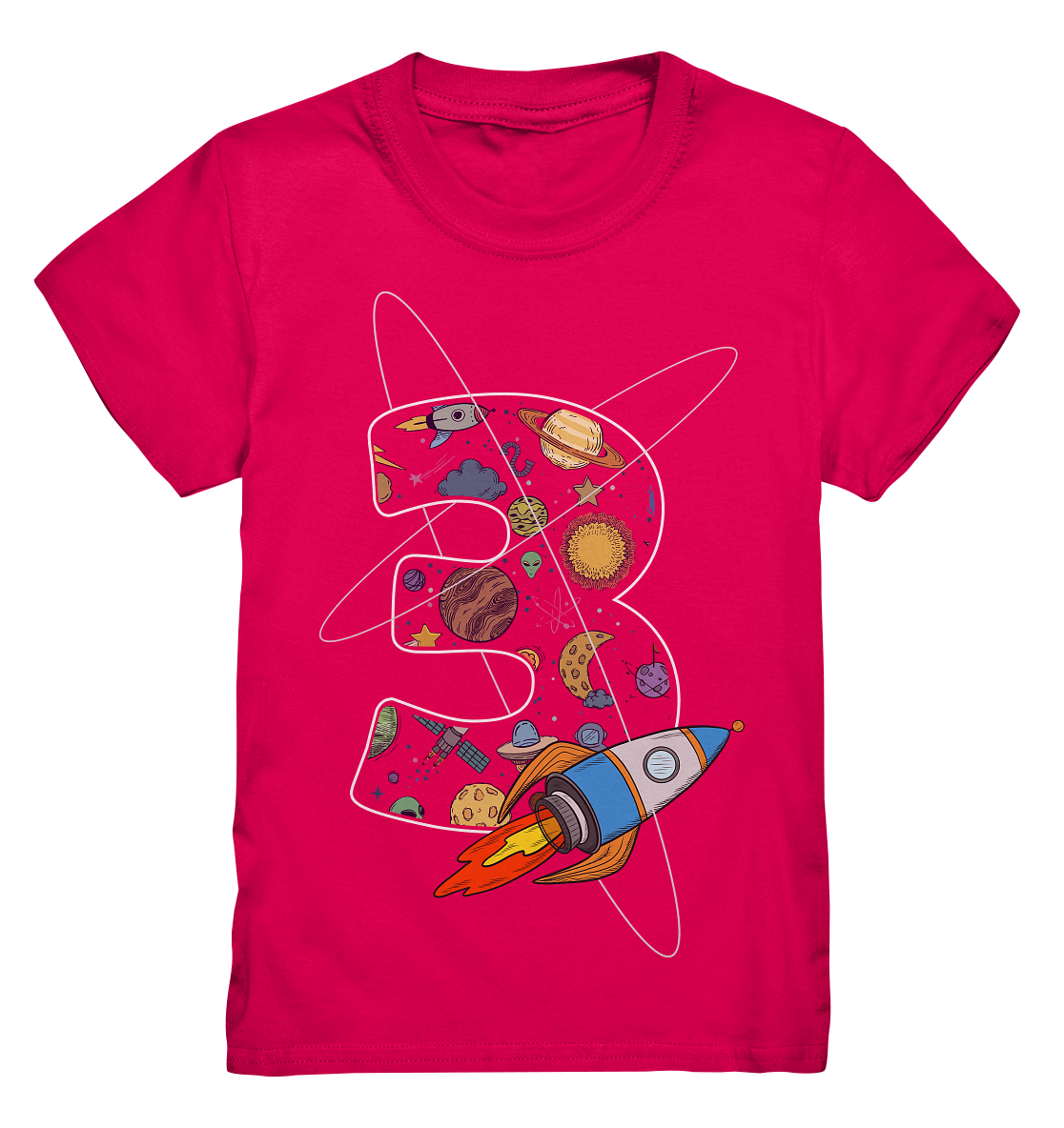 Rakete Weltraum Astronaut Kinder Tigerlino® T-Shirt – personalisiert