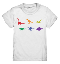 Laden Sie das Bild in den Galerie-Viewer, Bunte Dinosaurier T-rex Stegosarus Dino T-Shirt

