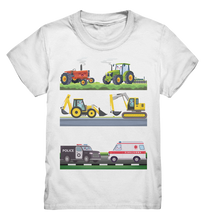 Laden Sie das Bild in den Galerie-Viewer, Traktor Bagger Polizei Krankenwagen T-Shirt Kinder
