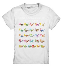 Laden Sie das Bild in den Galerie-Viewer, Schulkind Dino ABC Kinder Dinosaurier Alphabet T-Shirt
