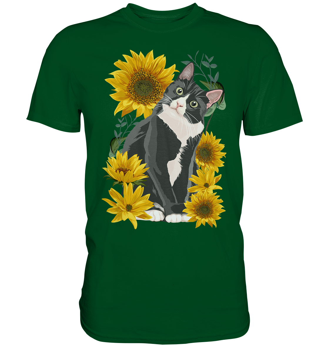 Sonnenblumen Katze T-Shirt Lustiges Garten Geschenk Gärtner