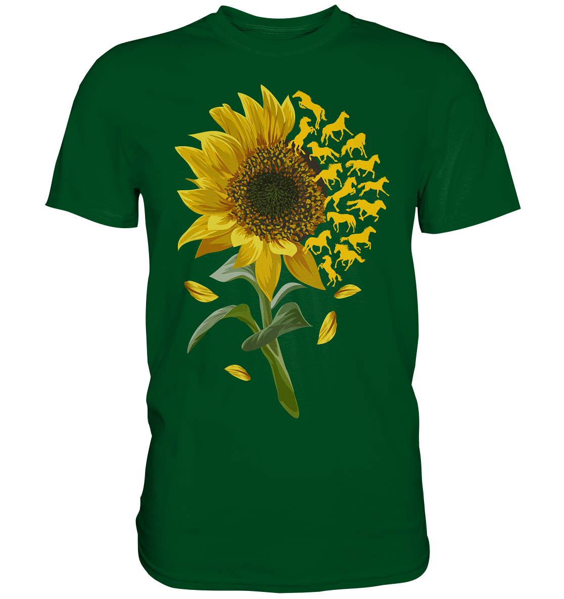 Pferde Sonnenblumen T-Shirt Gärtner Reiter Geschenk Garten