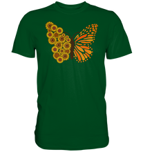 Laden Sie das Bild in den Galerie-Viewer, Sonnenblumen Schmetterling T-Shirt Garten Motiv Gärtner Geschenk
