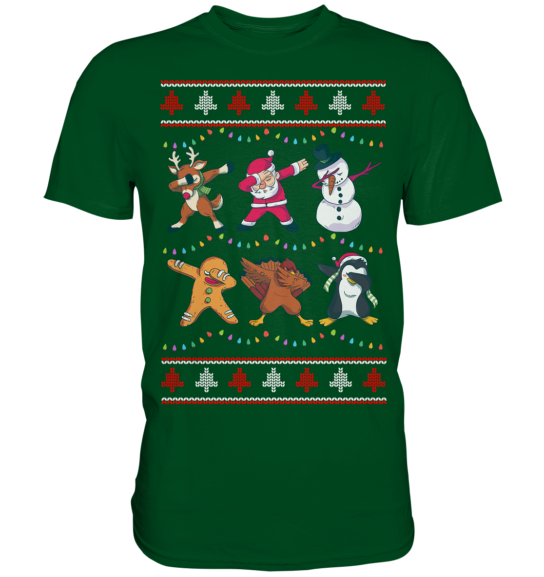 Dabbing Rentier Santa Schneemann Pingiun Weihnachten T-Shirt