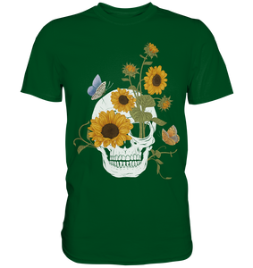 Totenkopf Sonnenblumen Shirt Gärtner Schmetterling Garten Motiv