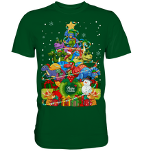 Laden Sie das Bild in den Galerie-Viewer, Weihnachten Dino Weihnachtsbaum Dinosaurier Weihnachtsoutfit T-Shirt
