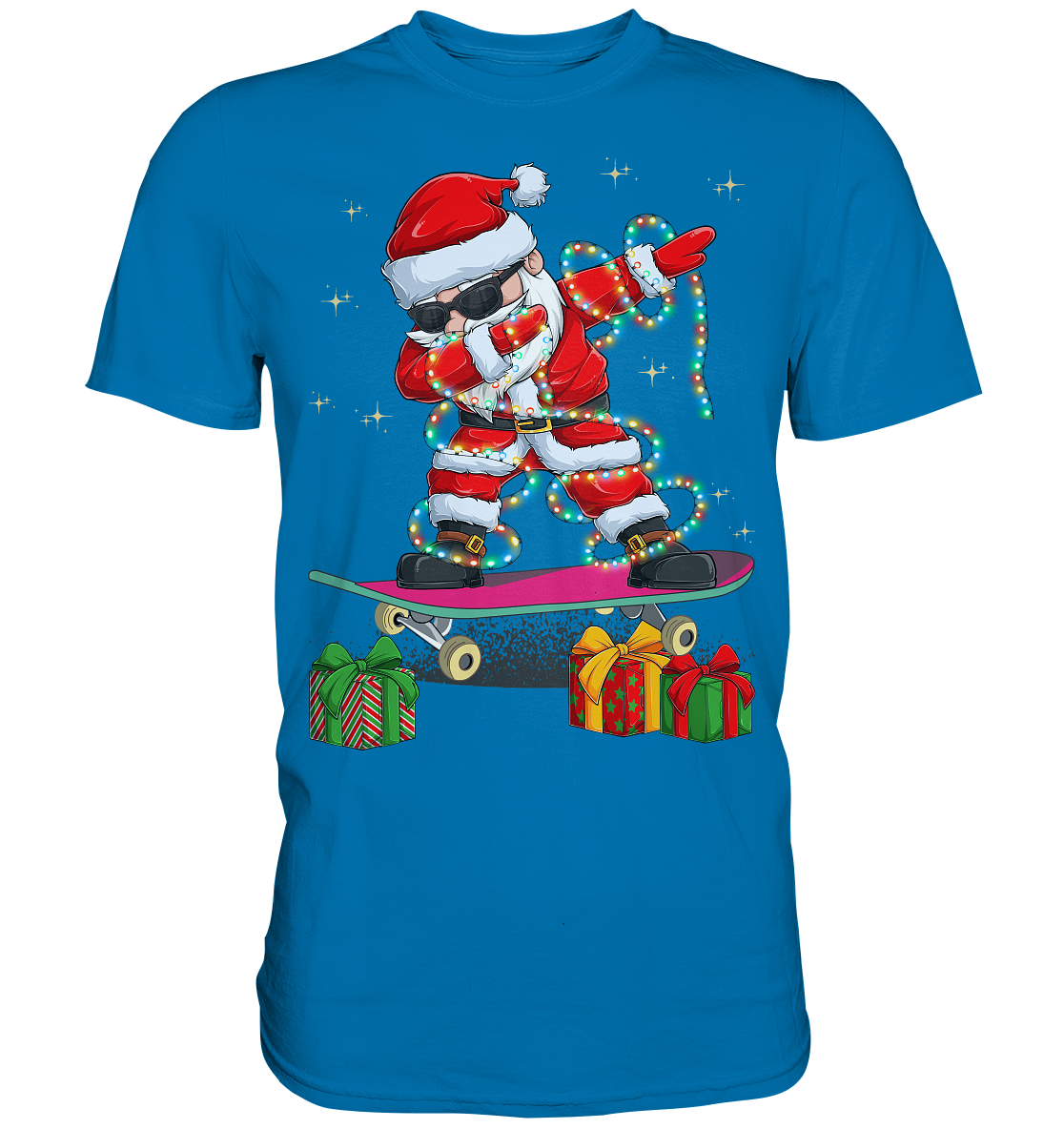 Dabbing Santa Skatboard Weihnachtsmann Lichterkette T-Shirt