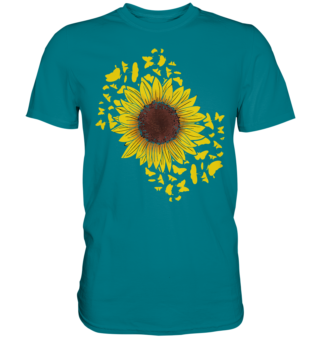 Frauen Sonnenblume Schmetterlinge T-Shirt
