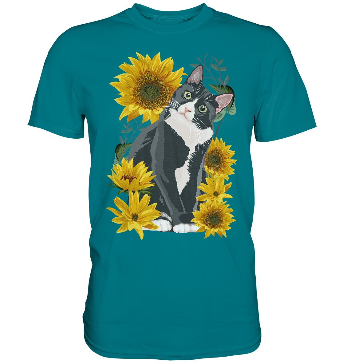 Sonnenblumen Katze T-Shirt Lustiges Garten Geschenk Gärtner