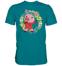 Laden Sie das Bild in den Galerie-Viewer, Schweinchen Sonnenblumen T-Shirt Dabbing Schwein Gärtner Geschenk
