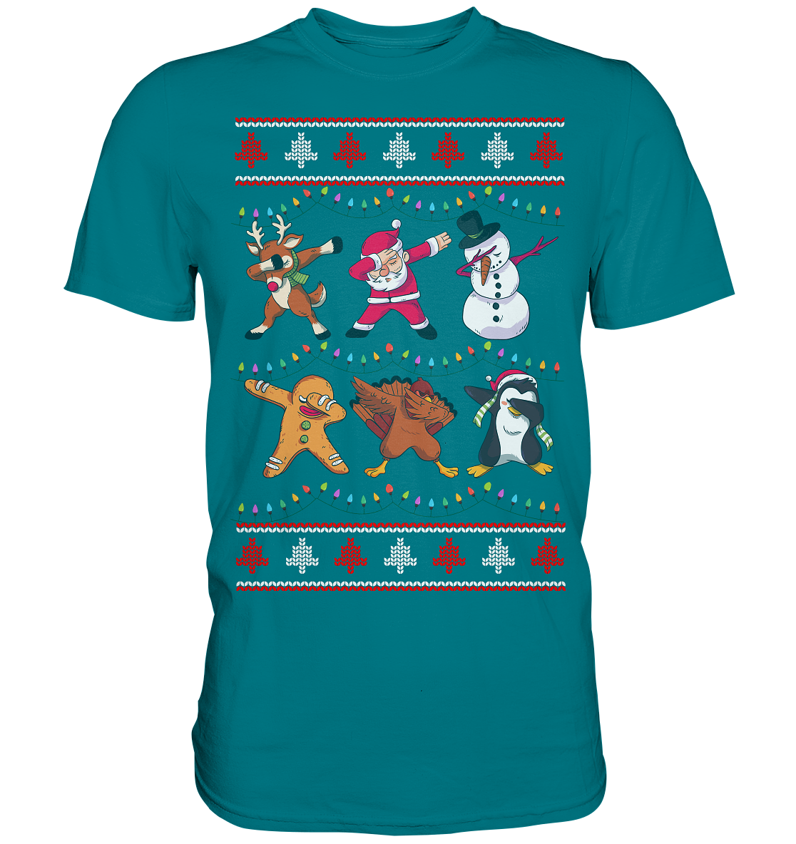 Dabbing Rentier Santa Schneemann Pingiun Weihnachten T-Shirt