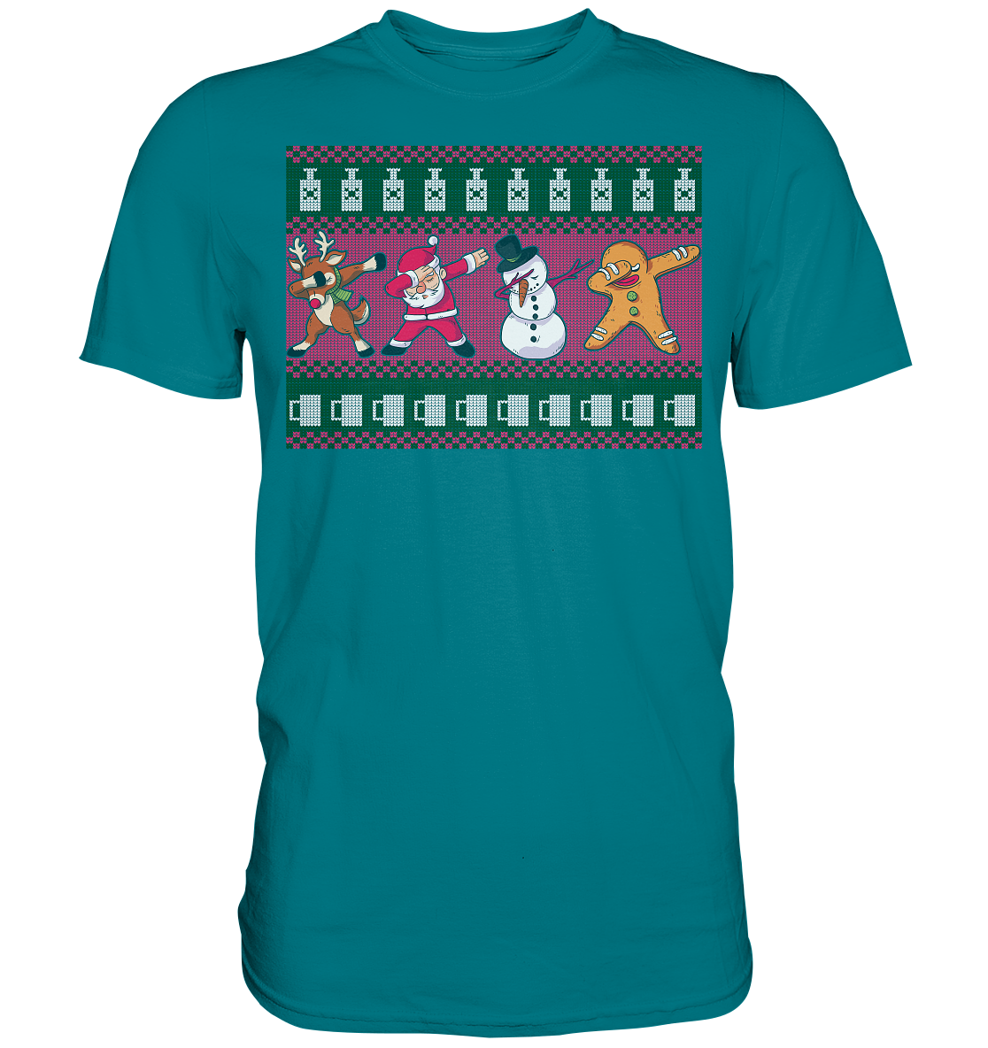 Dabbing Rentier Weihnachtsmann Schneemann Lebkuchen T-Shirt
