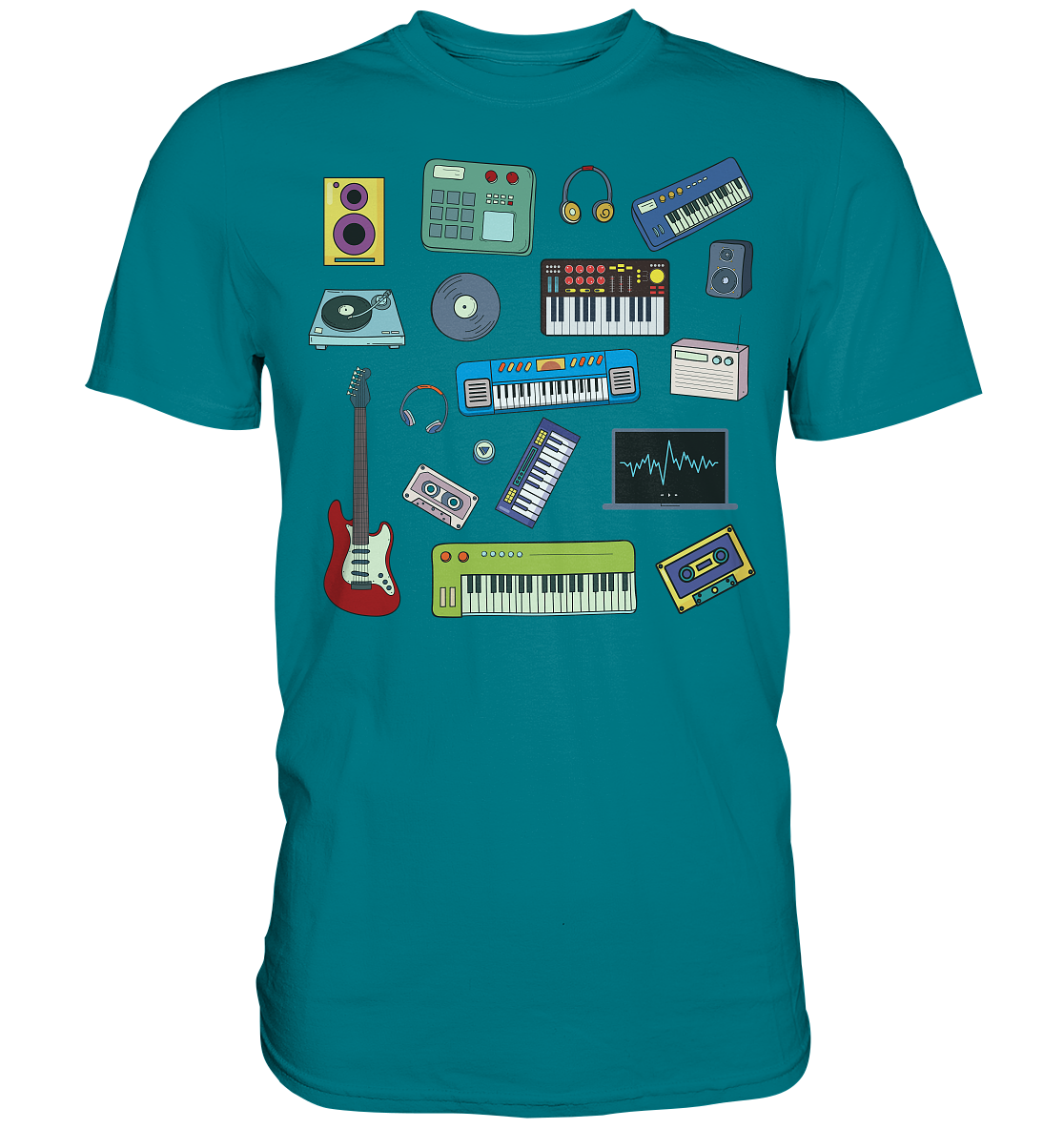 Retro Synthesizer Gitarre Musikproduzent T-Shirt
