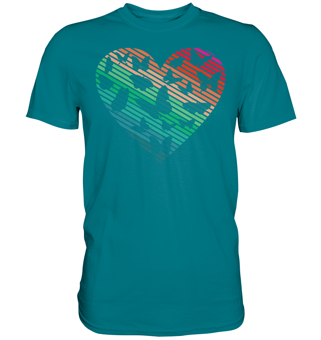 Frauen Retro Schmetterling Herz T-Shirt