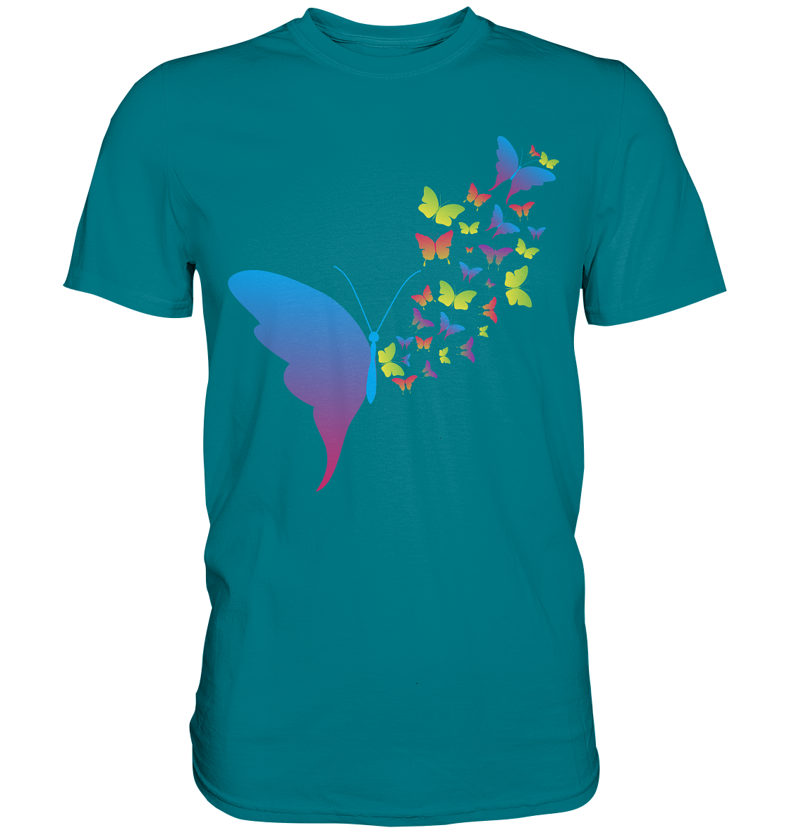 Bunte Schmetterlinge Silhouette T-Shirt