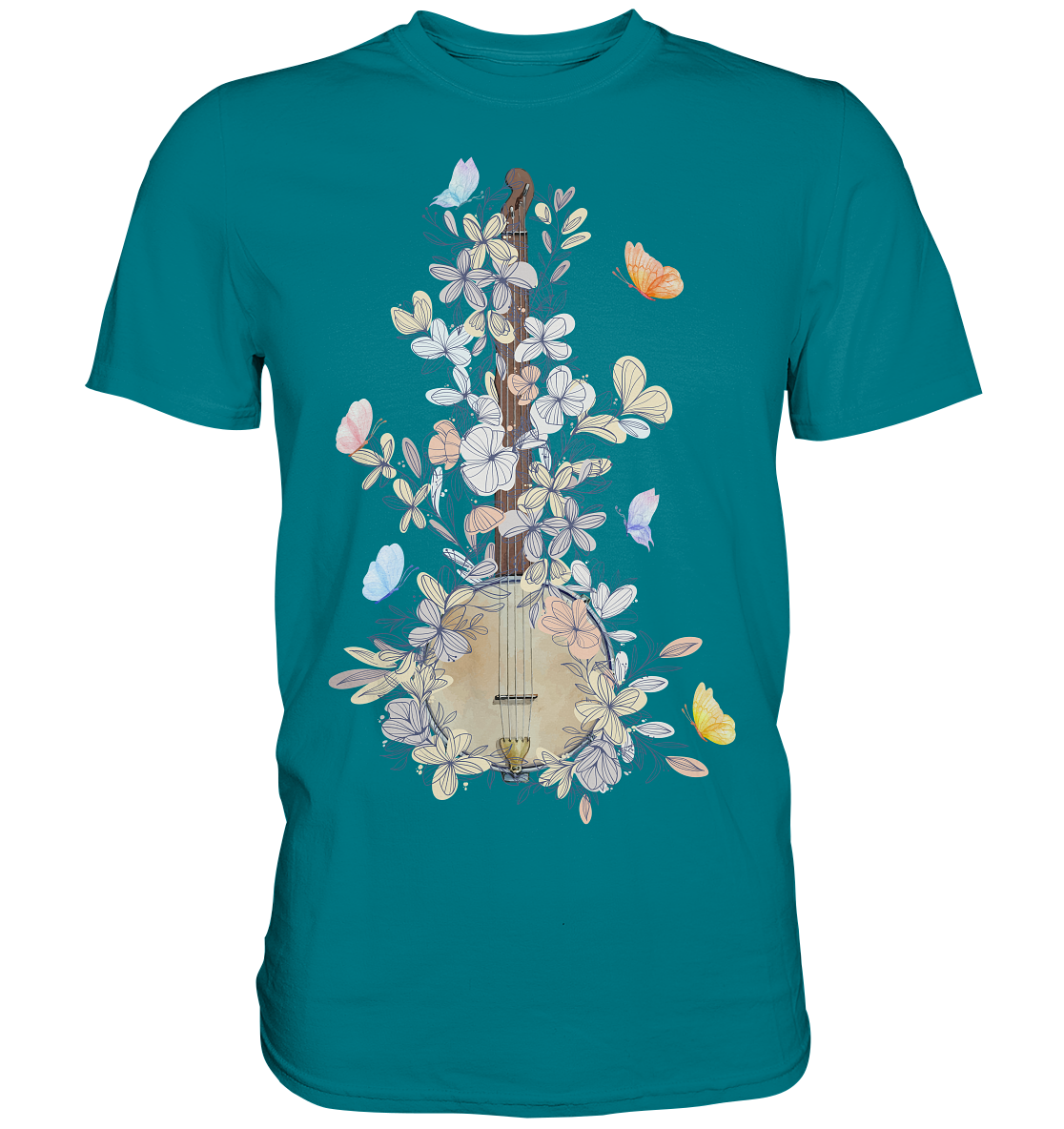 Banjo Frauen Blumen Schmetterling T-Shirt
