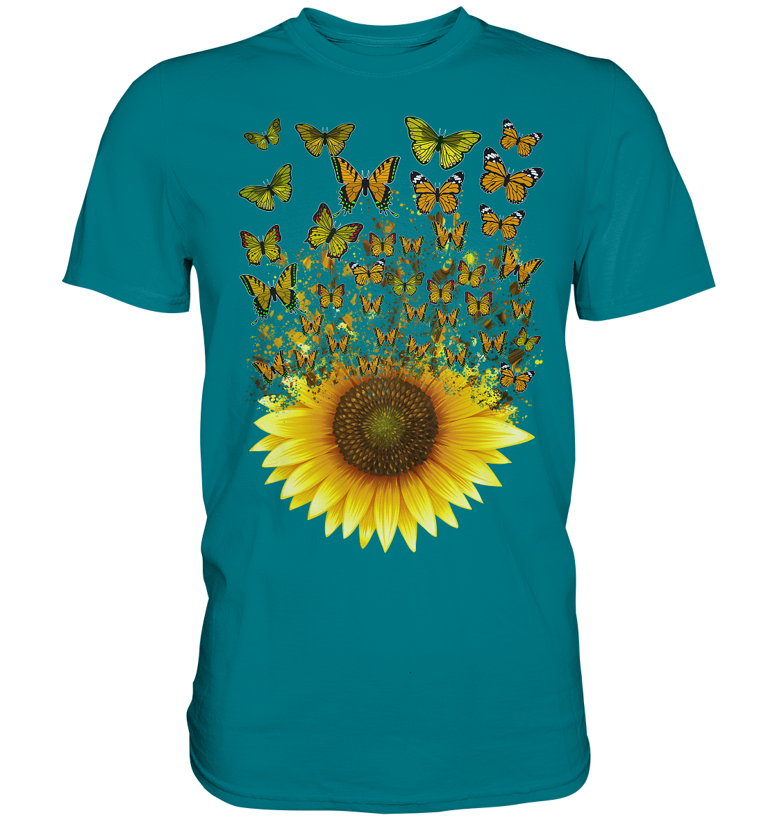 Frauen Sonnenblume Schmetterling T-Shirt