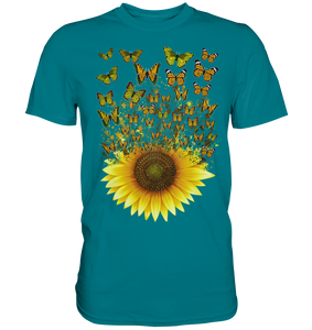 Frauen Sonnenblume Schmetterling T-Shirt