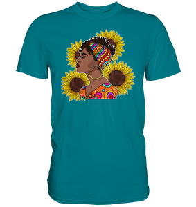 Stolze Schwarze Frau Sonnenblumen T-Shirt Gärtner Geschenk