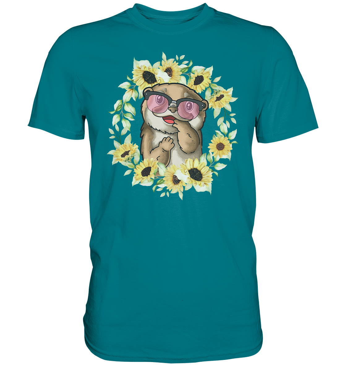 Otter Sonnenblumen Shirt Gärtner Sommer Garten Motiv