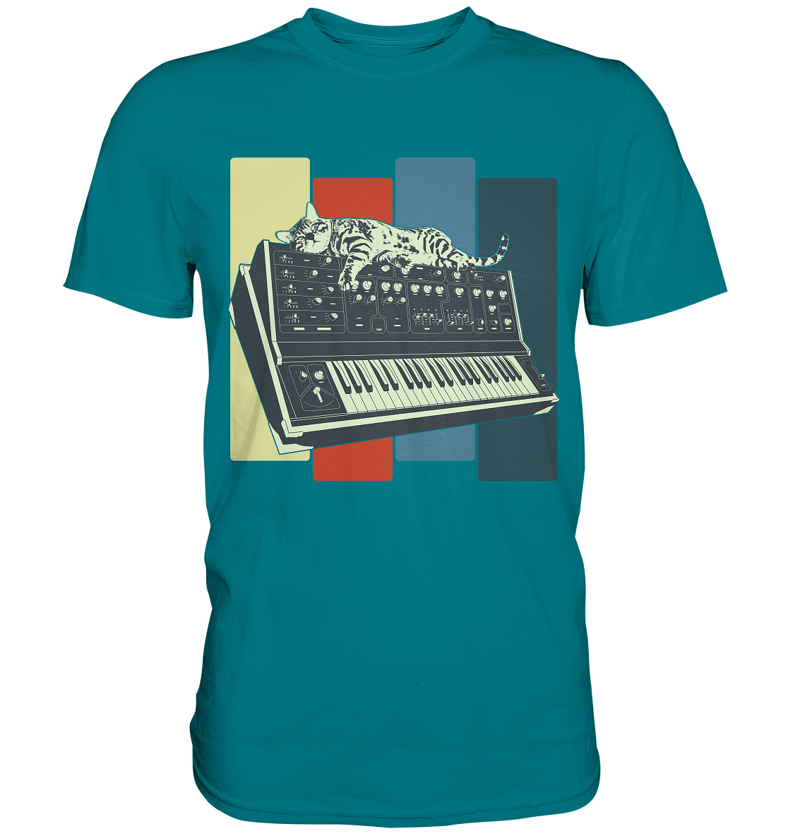 Modular Synthesizer Keyboard Vintage Analog Katze T-Shirt