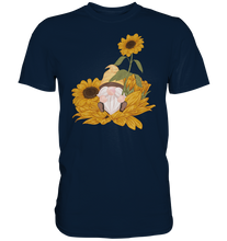 Laden Sie das Bild in den Galerie-Viewer, Gartenzwerg Sonnenblumen T-Shirt Garten Motiv Gärtner Geschenk
