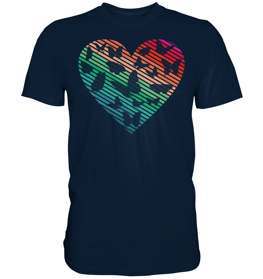 Frauen Retro Schmetterling Herz T-Shirt