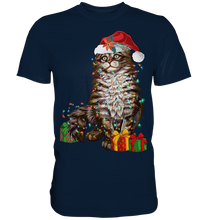 Laden Sie das Bild in den Galerie-Viewer, Katze Weihnachten Santa Kätzchen Weihnachtsoutfit T-Shirt
