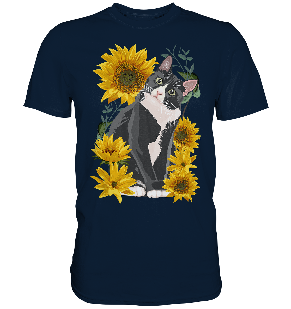 Sonnenblumen Katze T-Shirt Lustiges Garten Geschenk Gärtner