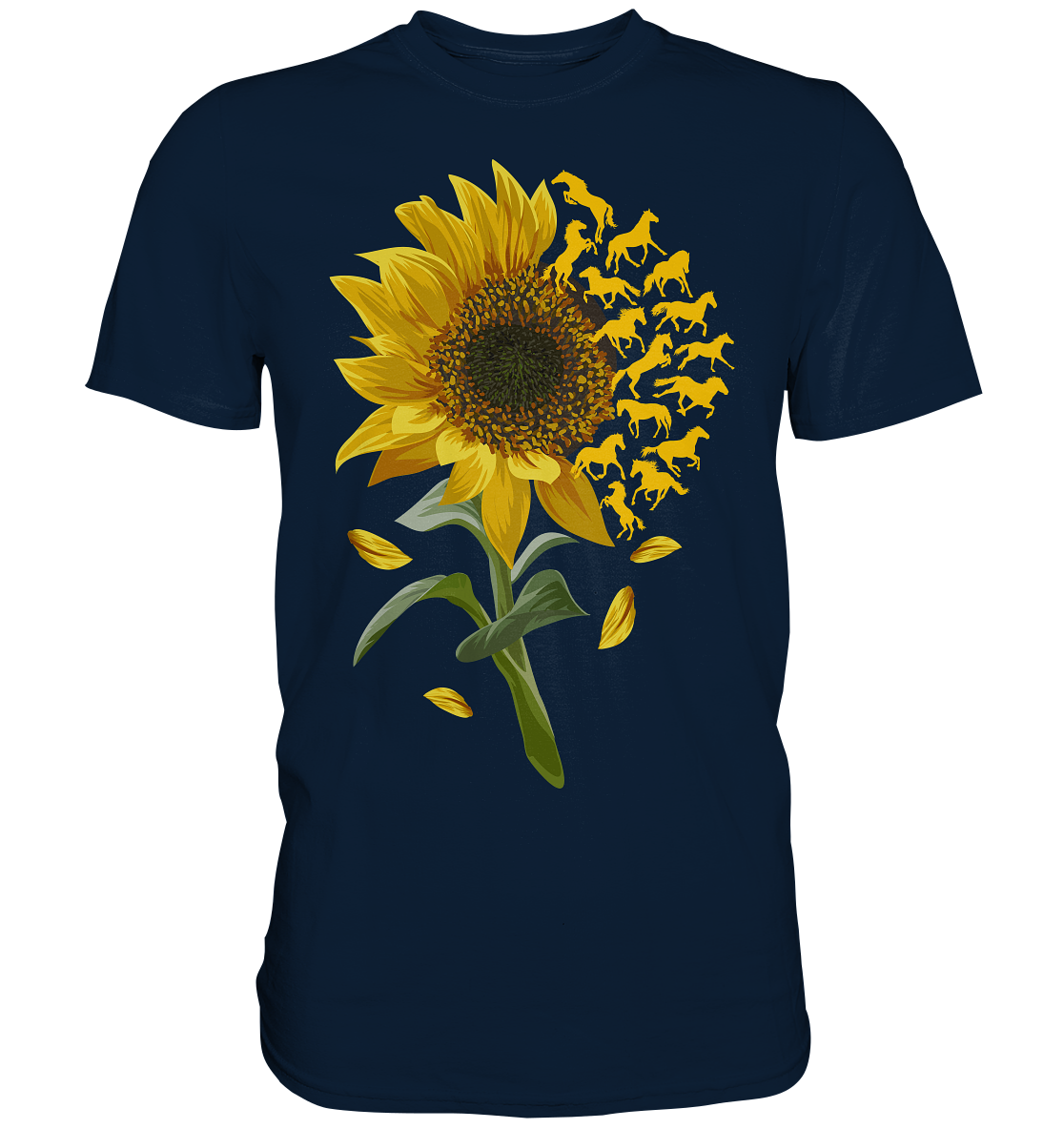 Pferde Sonnenblumen T-Shirt Gärtner Reiter Geschenk Garten