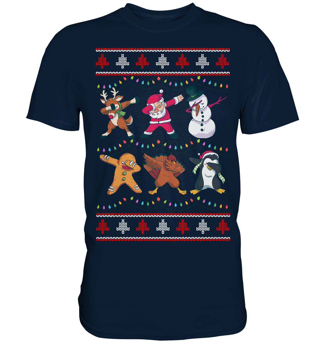 Dabbing Rentier Santa Schneemann Pingiun Weihnachten T-Shirt
