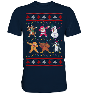 Dabbing Rentier Santa Schneemann Pingiun Weihnachten T-Shirt