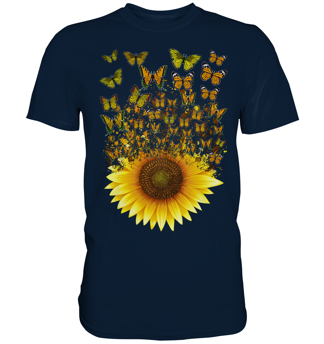 Frauen Sonnenblume Schmetterling T-Shirt
