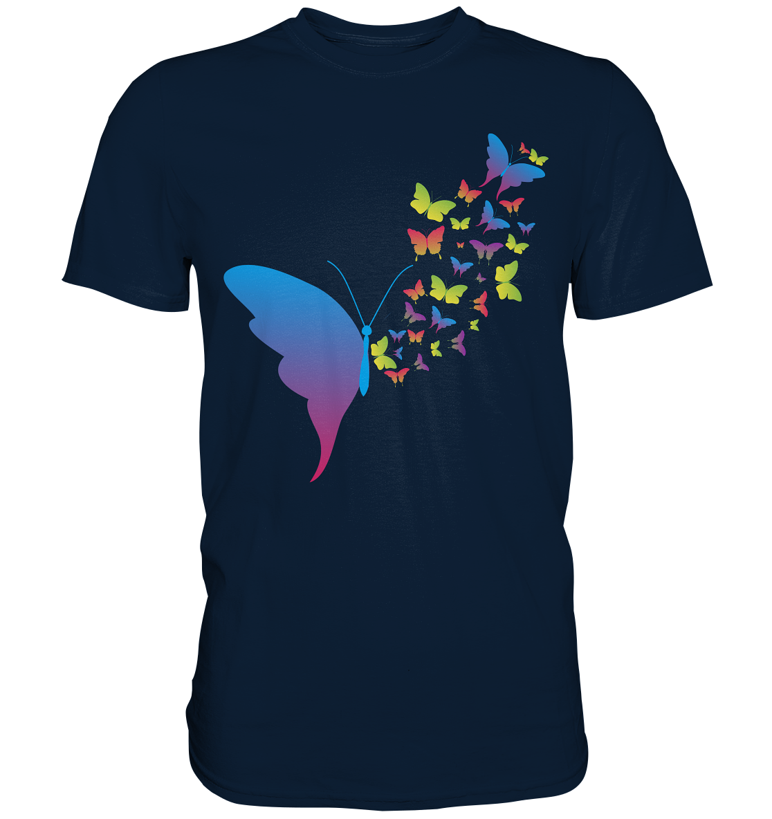 Bunte Schmetterlinge Silhouette T-Shirt
