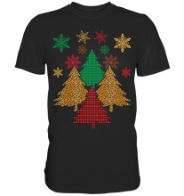 Laden Sie das Bild in den Galerie-Viewer, Weihnachtsshirt Leopard Karierte Weihnachtsbäume Weihnachtsoutfit Weihnachten T-Shirt
