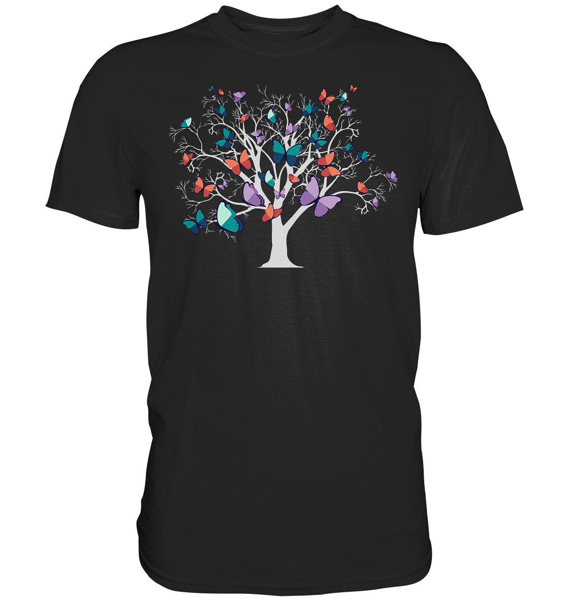 Frauen Bunter Schmetterling Baum T-Shirt
