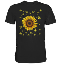 Laden Sie das Bild in den Galerie-Viewer, Sonnenblumen Schmetterling Motiv Gärtner Geschenk Garten T-Shirt
