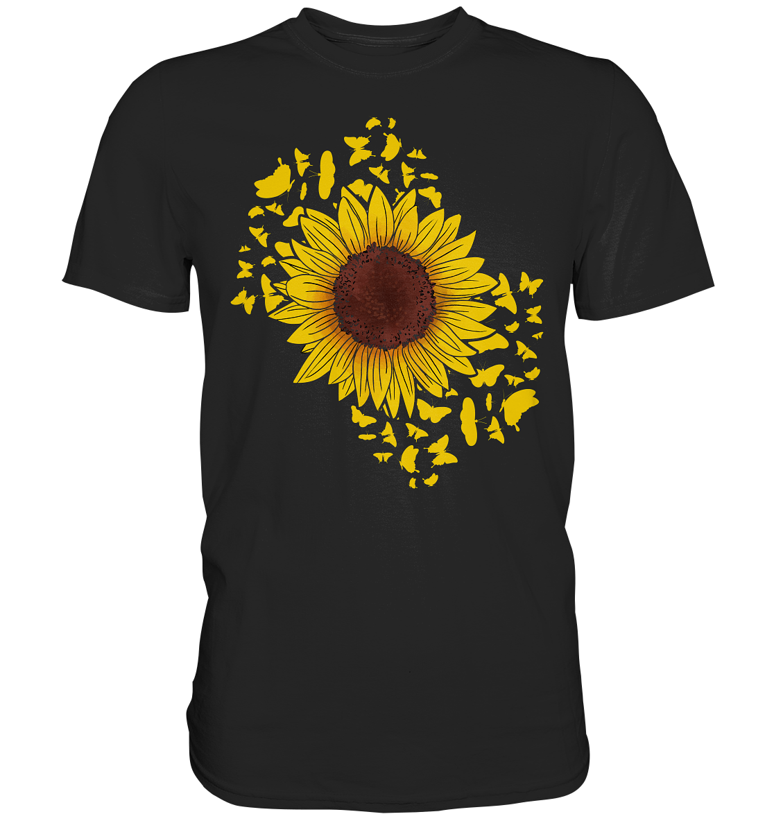 Frauen Sonnenblume Schmetterlinge T-Shirt