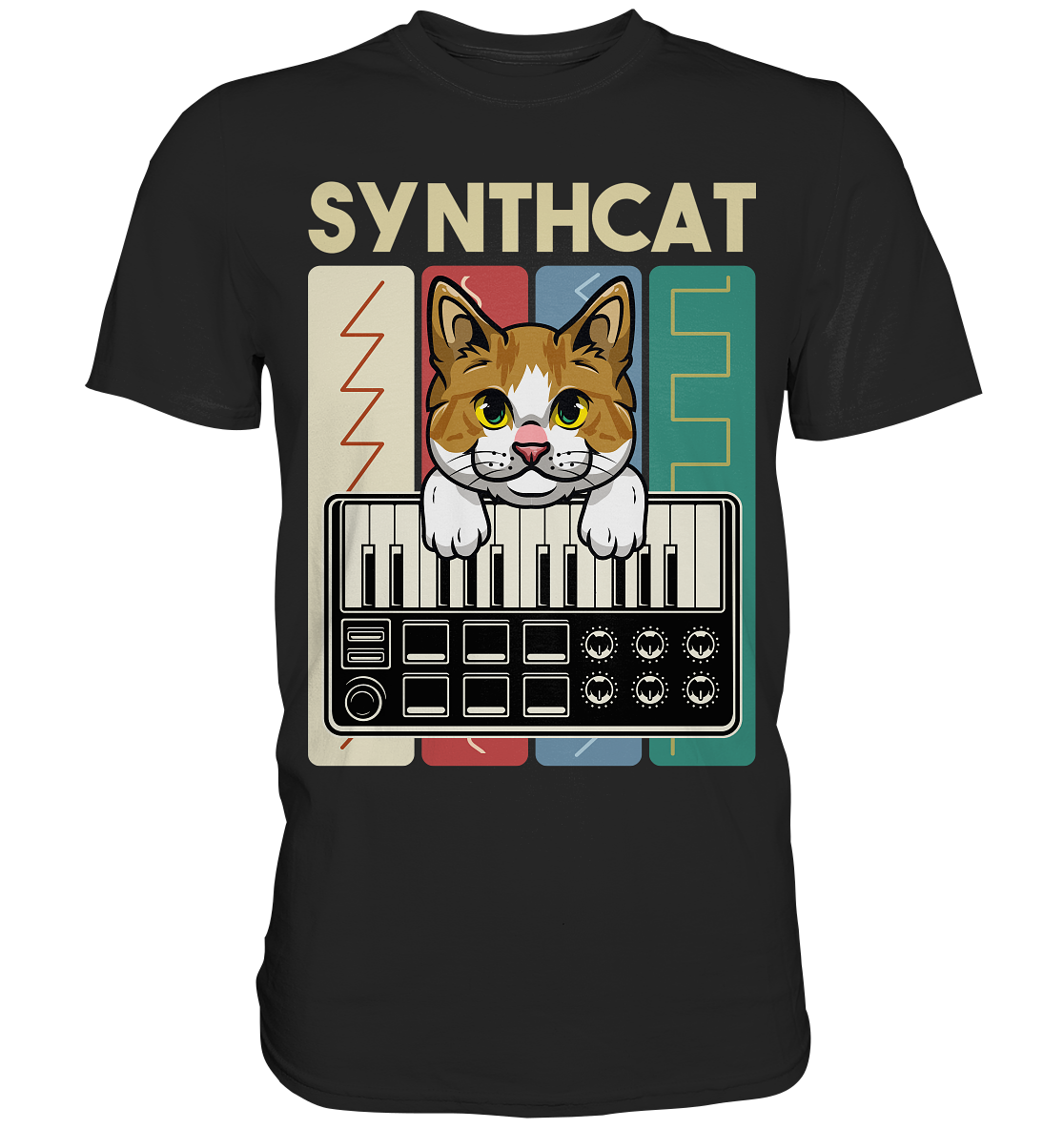 Modularer Synthesizer Analog Vintage Katze Wellen T-Shirt